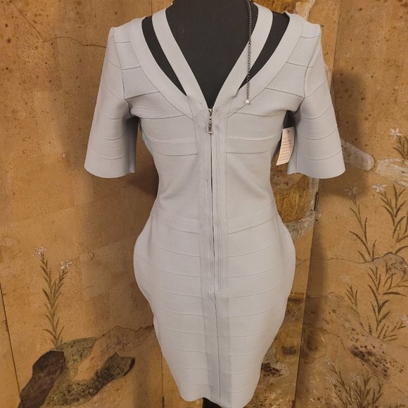 NWT Venus Bidycon Bandage Dress Silver - Figure-tracing Hour Glass - Picture 7 of 14